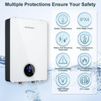 Tankless Water Heater Electric, ECOTOUCH 14kW 240V Instant Water Heater On Demand Hot Water Heaters Electric, Up to 3.38 GPM for 2-3 Point of Use, ETL Certificated, Self-Modulating, ECO140S White