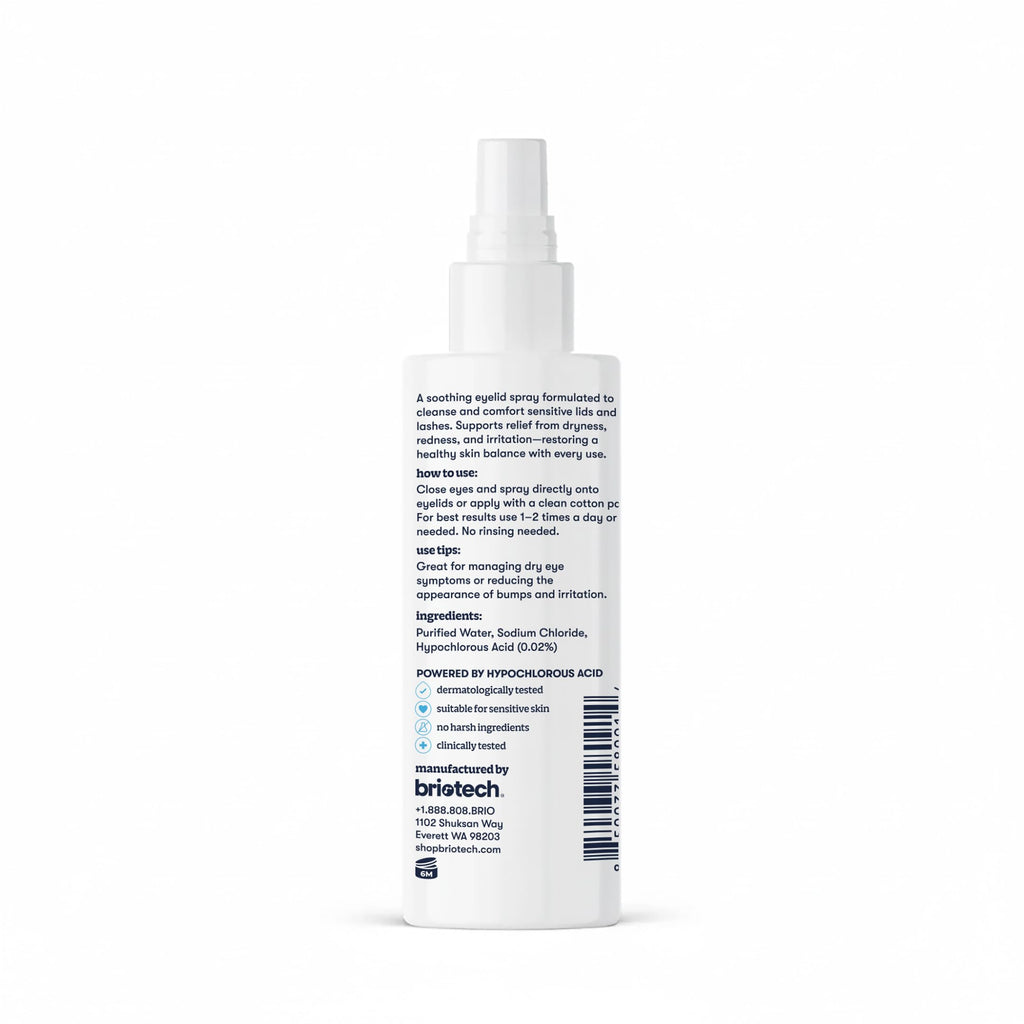 BRIOTECH Eyelid Cleanser, Hypochlorous Acid Spray, Lid & Eyelash Cleanser, Soothe Sensitivities, Calm Redness & Bumps, Support Against Irritation, Vegan, Travel Size 2 Fl oz (2 Pack)