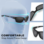 Missfive Premium Bifocal Reading Sunglasses Men Lightweight Wrap Around Design Sun Readers, UV Protection, Sports/Outdoor/Driving, 2.5x