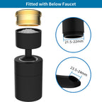 Hibbent NSF/ANSI/CAN 61 Certified Faucet Aerator, Kitchen Sink Faucet Aerator, 2-Flow CUPC Certification 360-degree Swivel Faucet Extender, 55/64 Inch Female Thread, Water Saving-Matte Black