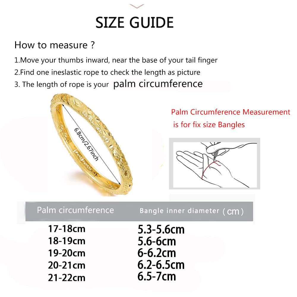 Ethlyn Large Sized Wrist Women Bracelets 2.7inch 18K Gold Plated Fixed Big Size Wrist Bangles Sets (4pcs /lot) (MY345)