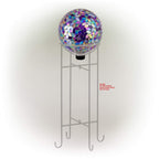 Alpine Corporation 10" Diameter Indoor/Outdoor Glass Mosaic Gazing Globe Yard Decoration, Purple Pearlized Petals Design