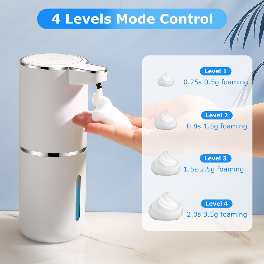 Automatic Soap Dispenser Touchless,Liquid Soap Dispenser with 4 Adjustable Levels,12.8oz USB Rechargeable and Wall Mounted,Smart Hand Soap Dispenser for Bathroom,Kitchen Sink,Dish Soap