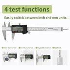SCITOOLS Digital Caliper 0-6" Measuring Tool with Metal Ruler, Micrometer Caliper with Auto-Off Feature, Interchangeable Between inches and millimeters for DIY/Household and 3D Printing, Black