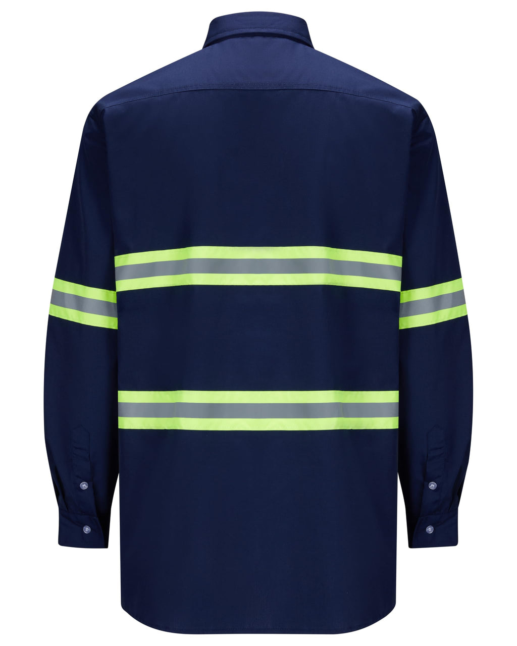 Ousafeve Class 3 Navy Hi Vis Button Up Safety Work Shirts for Men Reflective (X-Large, Navy_Long)