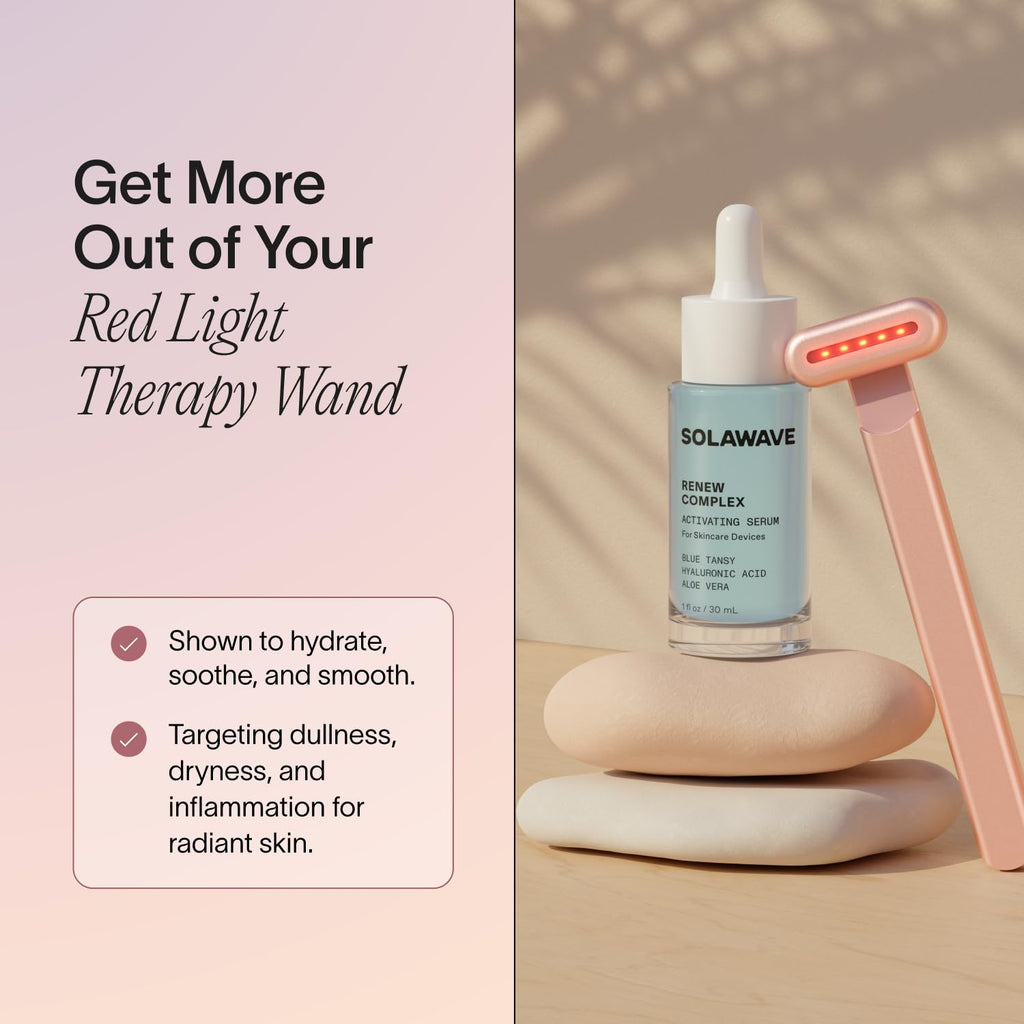 Solawave Renew Complex Serum for Face & Neck | Boost the Effects of Facial Wand | Red Light Therapy for Face & Microcurrent Facial Device for Anti-Aging & Skin Tightening