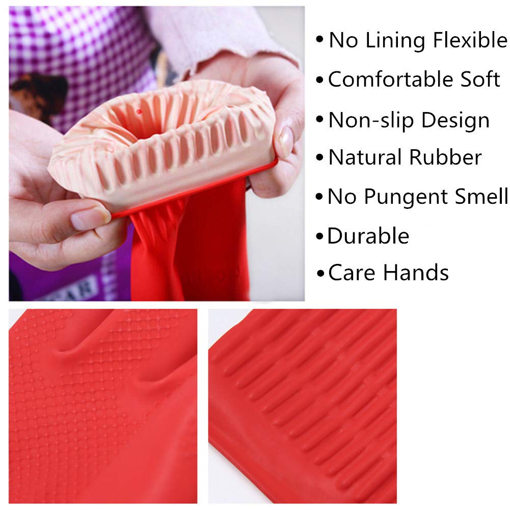 YSLON Rubber Cleaning Gloves Kitchen Dishwashing Glove 6-Pairs,Waterproof Reuseable.(Medium)