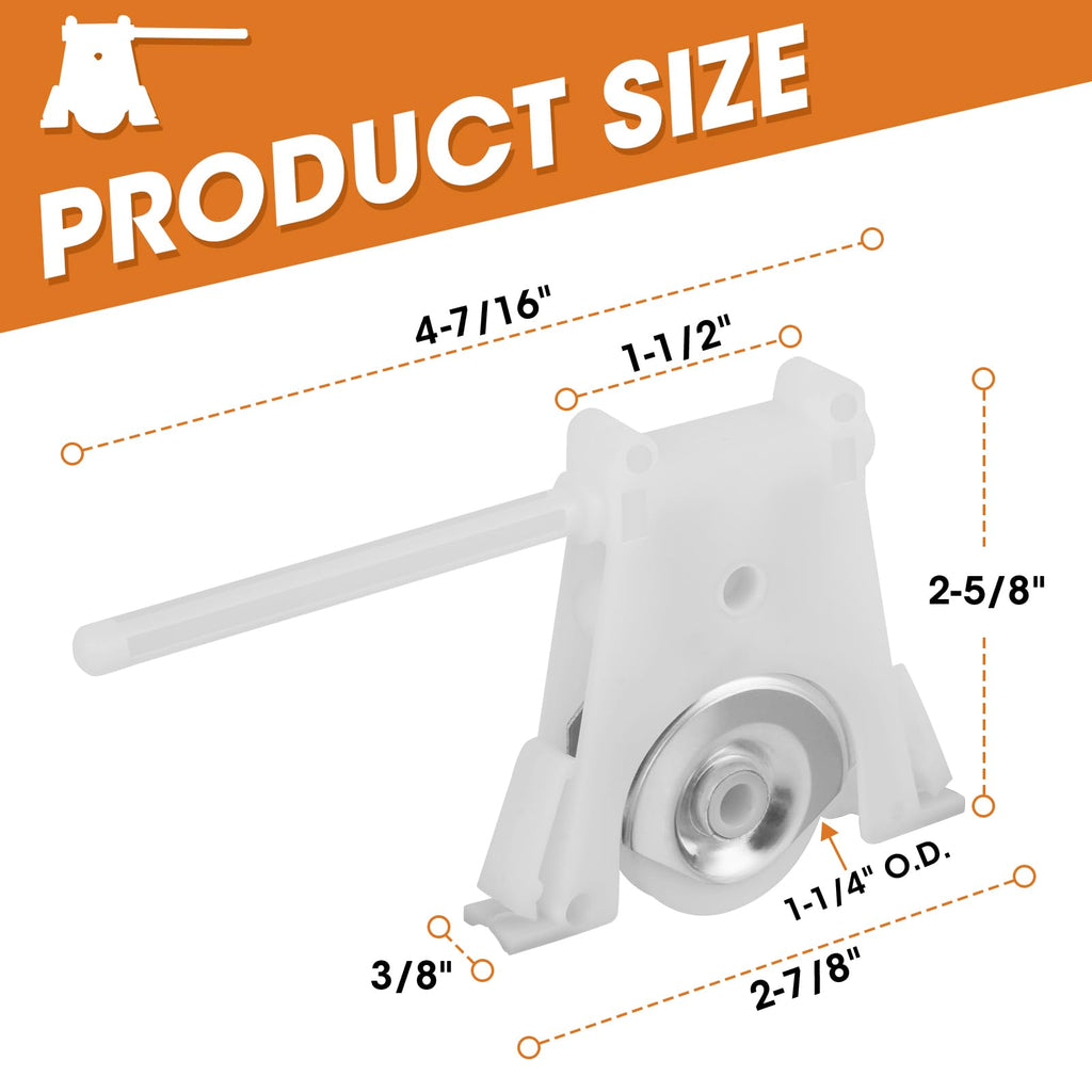 2 Pack Sliding Screen Door Lower Roller Assembly, Compatible with Andersen Part #1997310 (1991 to Present), Durable Wear-Resistant Wheels, Adjustable Vertical Height Wheels, Smooth Sliding, White