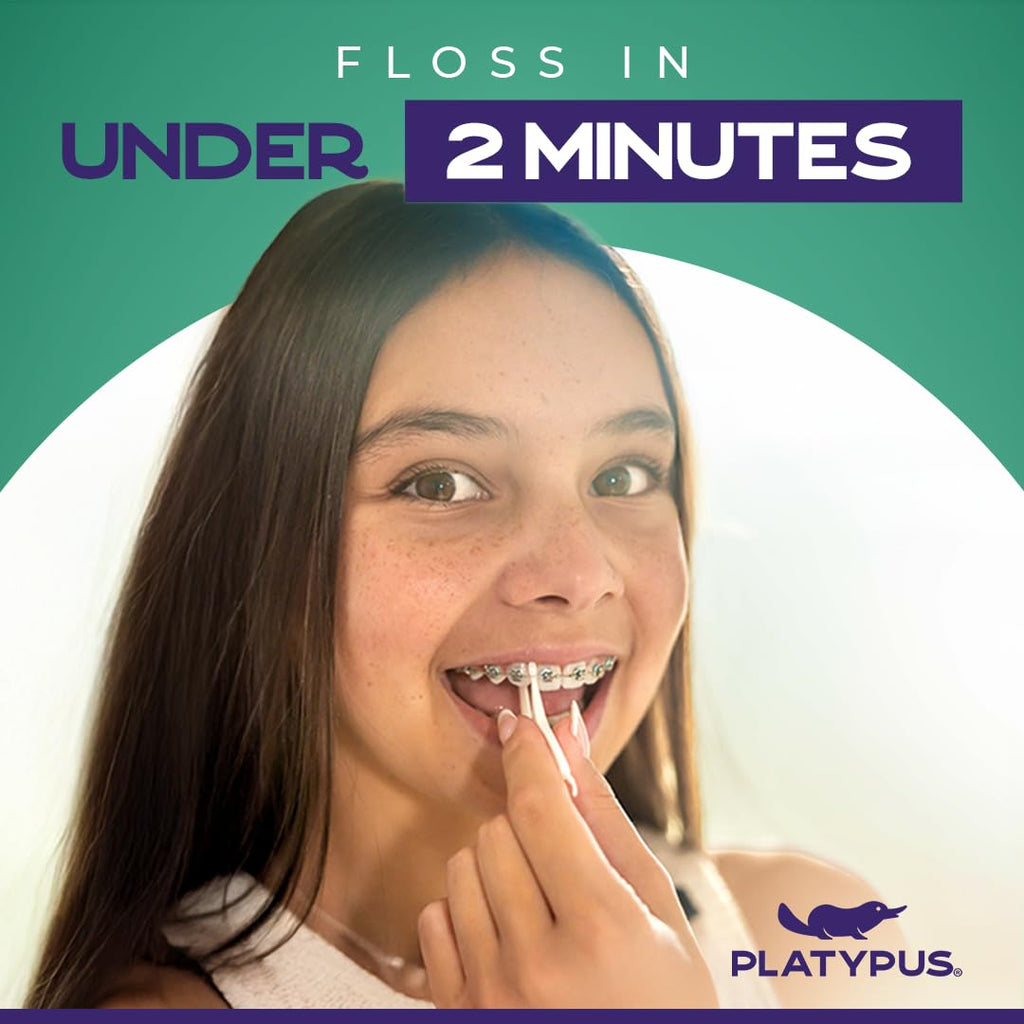 Platypus Orthodontic Flossers for Braces, 40 Count (Pack of 3), Ortho Picks for Adults & Kids, Fits Under Arch Wire, Non-Damaging, Encourage Flossing Habits