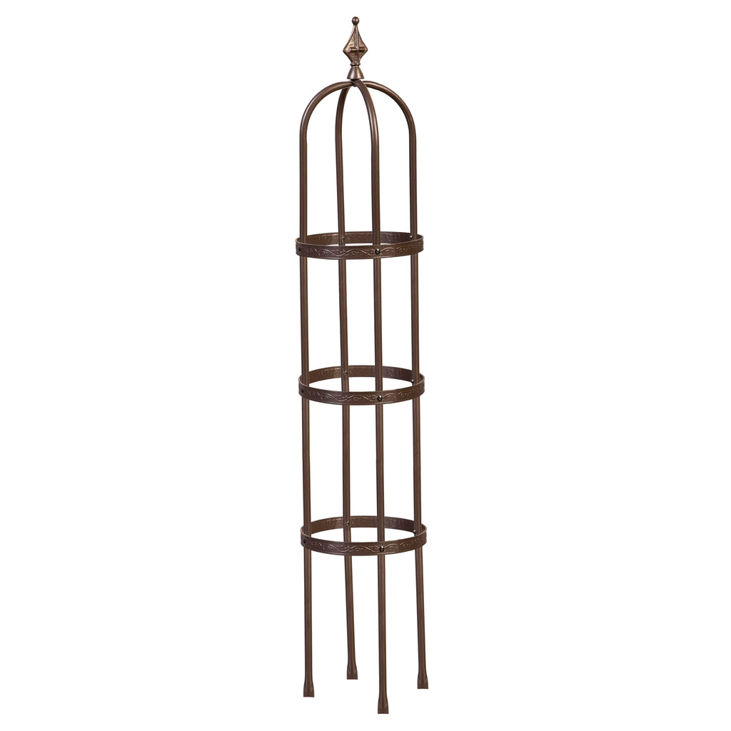 Evergreen 5 ft Garden Trellis for Climbing Plants Vines, Jasmine & Flowers, Rustproof Metal Obelisk Trellises, Outdoor & Indoor Plant Support for Potted Planters (Bronze)