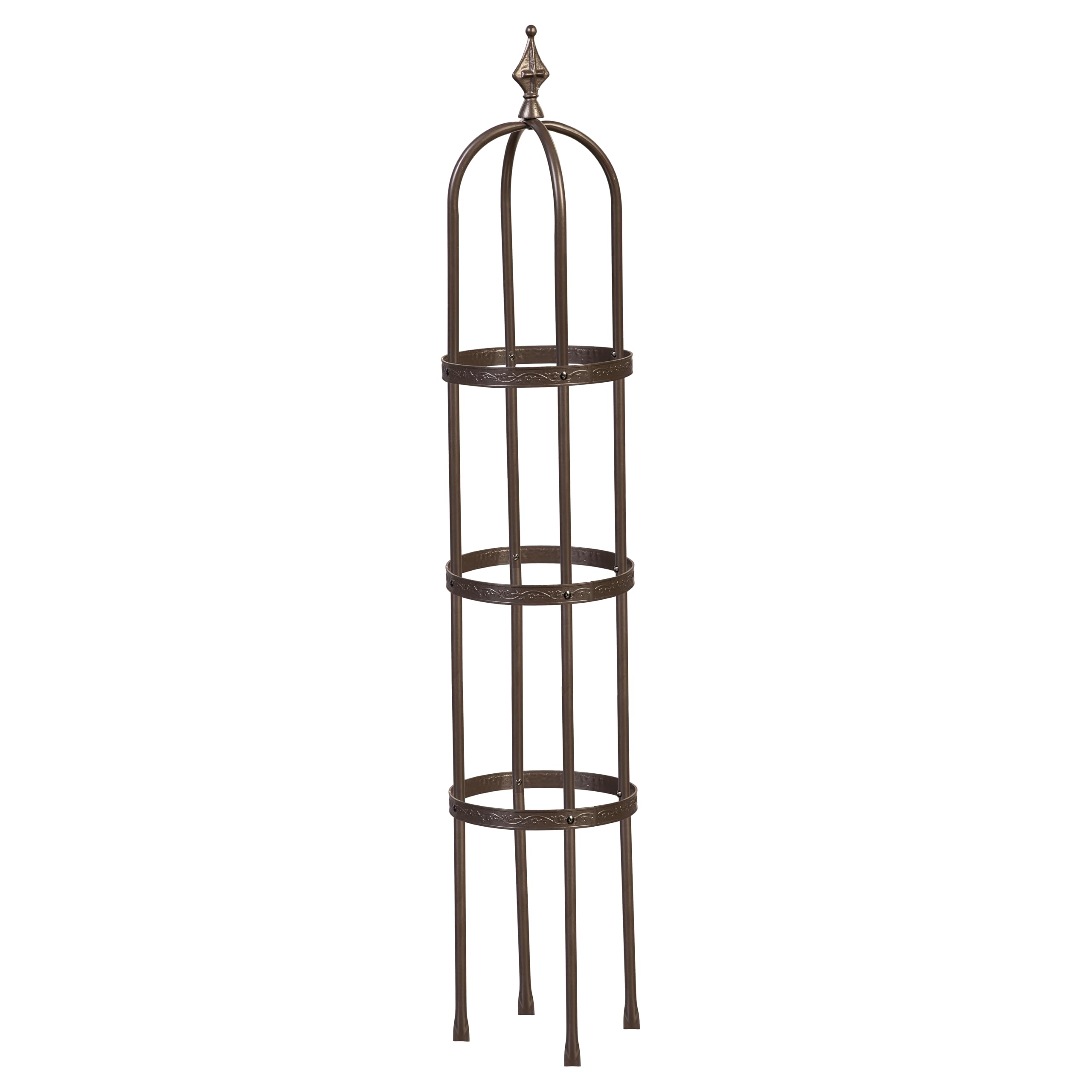 Evergreen 5 ft Garden Trellis for Climbing Plants Vines, Jasmine & Flowers, Rustproof Metal Obelisk Trellises, Outdoor & Indoor Plant Support for Potted Planters (Bronze)