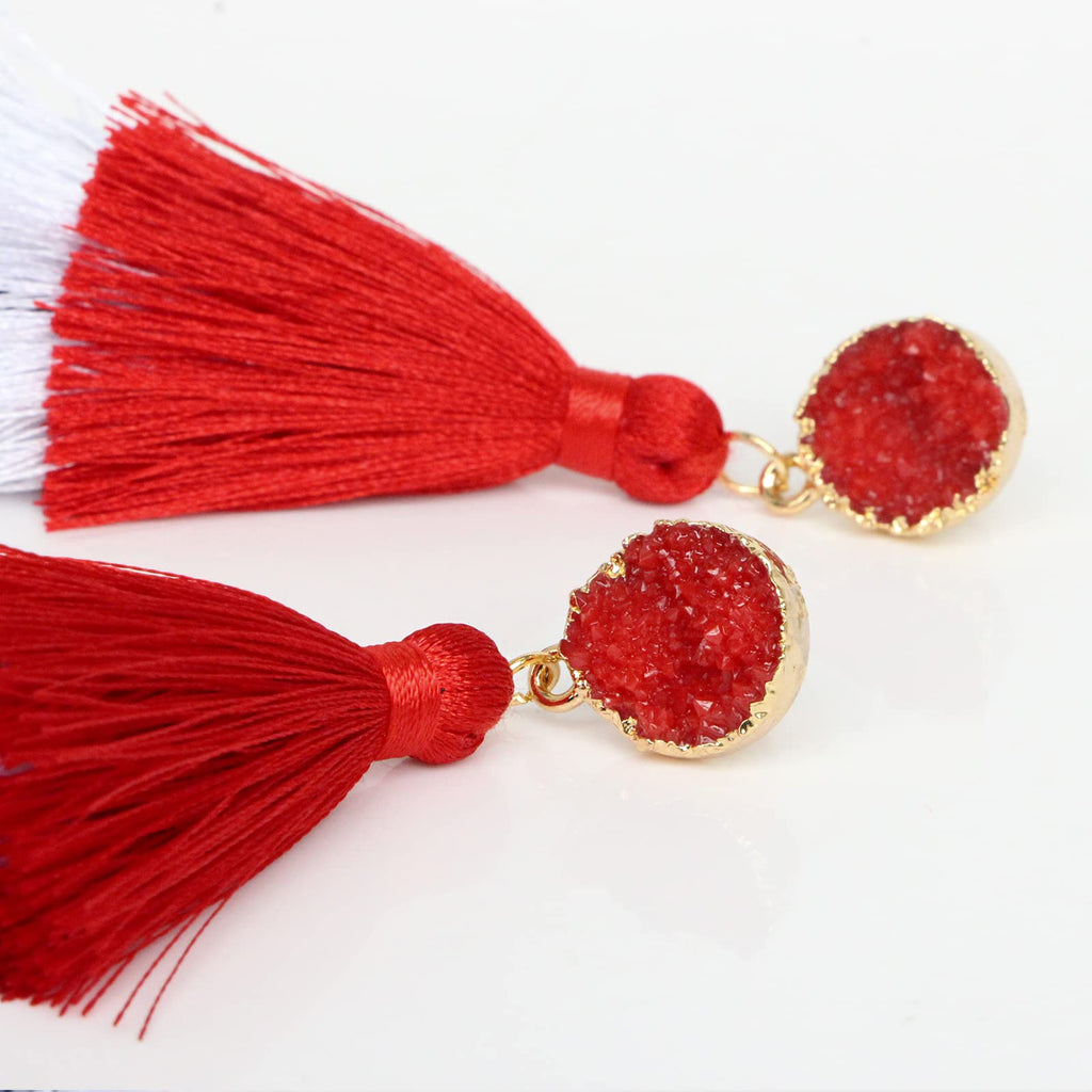 4th of July Earrings Red White Blue Patriotic Earrings for Women Dangle Tassel American Flag Earring 250th Anniversary USA Earring Memorial Independence Day 4th of July Outfits Accessories for Women