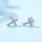 REVEMCN 3-Pair Cross Earrings for Men & Women, Stainless Steel & 925 Silver