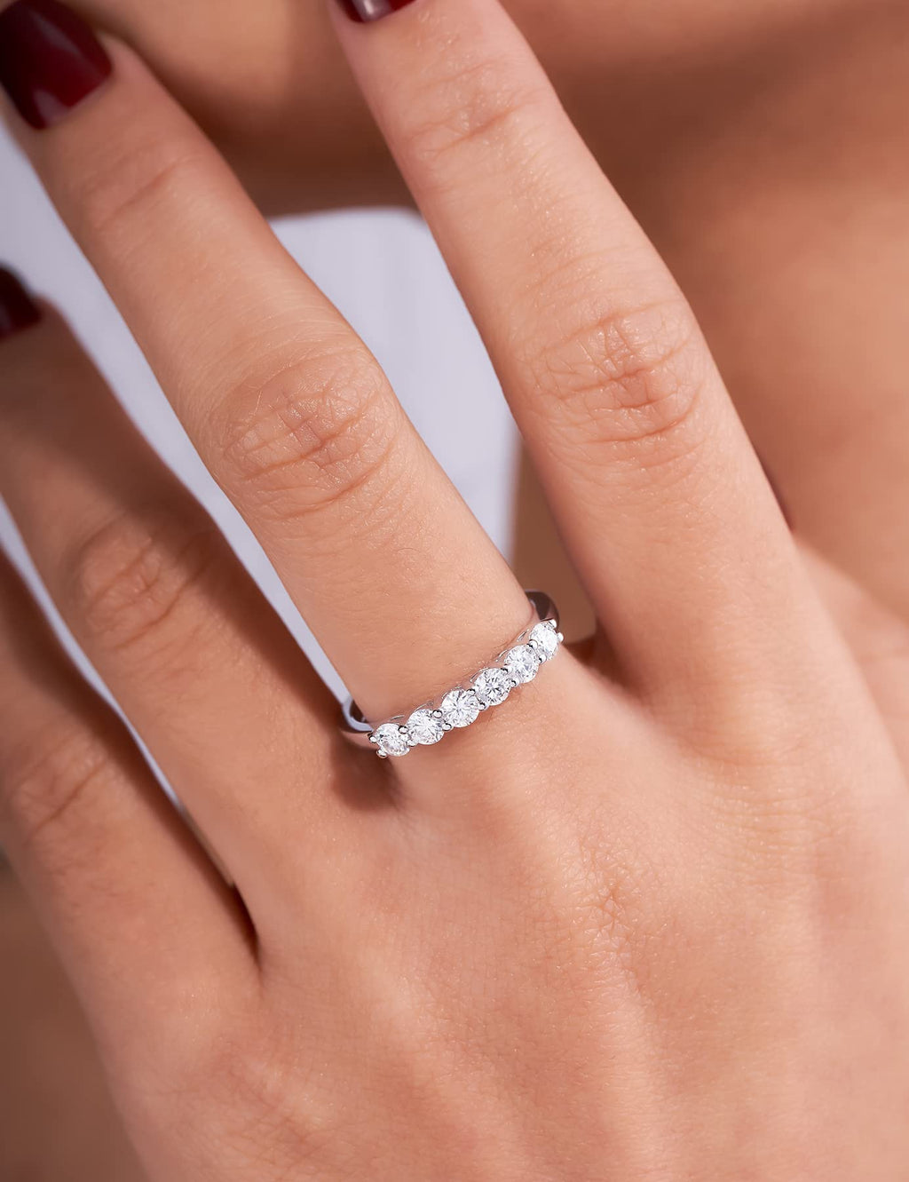 IMOLOVE Moissanite Wedding Band for Women Eternity Bands Moissanite Wedding Rings for Women Sterling Silver Ring Anniversary Band White Gold Plated Size 7