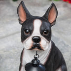 Bits and Pieces - Boston Terrier Solar Lantern Statue - Yard Decorations - Solar Powered Garden Lantern - Resin Dog Sculpture - Outdoor LED Lighting