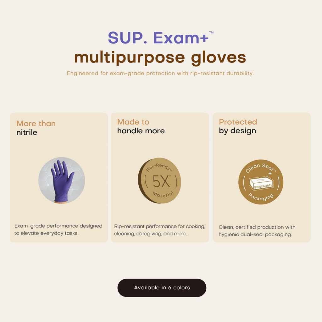 SUP Nitrile Exam Gloves, Powder-Free Latex-Free Food Safe Disposable Glove for Medical Cooking Cleaning, Lab Violet 1000 Ct (X-Large)