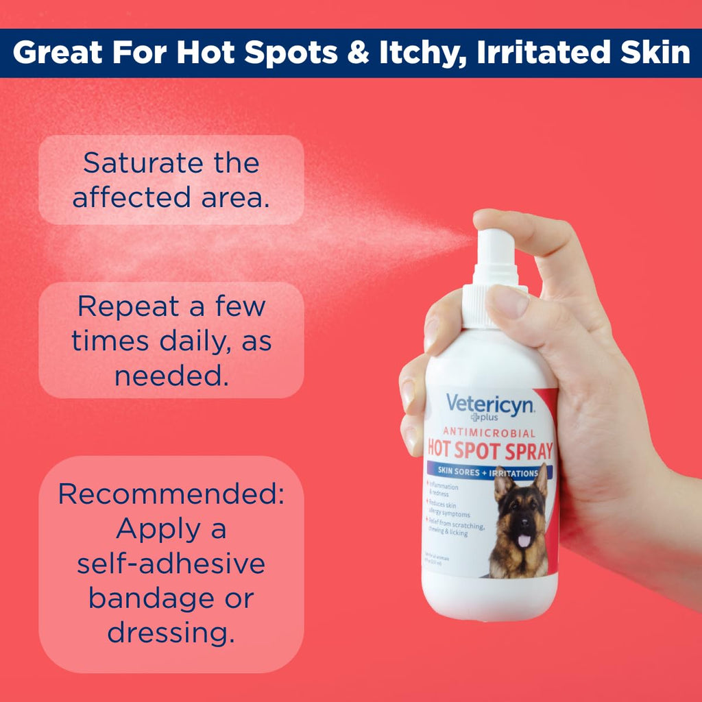 Vetericyn Plus Hot Spot Spray for Dogs, Itch Relief for Dogs & Cats, 8 oz