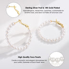 CERSLIMO Pearl Hoop Earrings for Women - 3 Pairs 14K Gold Plated Pearl Hoop Earrings Set, S925 Sterling Silver Post Big Large Hoops 4mm Pearl Earrings Jewelry Gifts 20/30/40mm