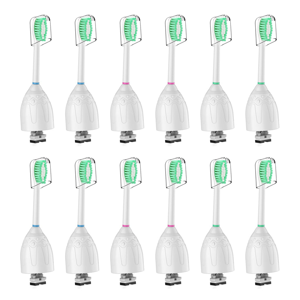 Replacement Toothbrush Heads for Philips Sonicare E-Series/Essence/Xtreme/Elite and Other Screw-on Electric Toothbrush Models, 12 Pack, Dupont Bristles