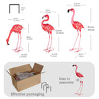 XONOR 3Pcs Flamingo Garden Statues Metal Flamingo Yard Art Outdoor Statues Sculptures for Home Patio Lawn Backyard Décor(Pink&Red)