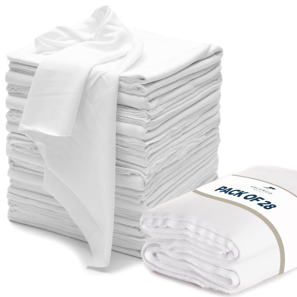 VALENGO New Lint Free Rags – 100% Cotton Cloth, Soft T-Shirt Rags, Lint Free Cloth for Staining Wood, Cast Iron, Dusting, Polishing, Painting and Cleaning – Reusable & Absorbent – 17”x17” (Pack of 28)