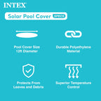 INTEX 28012E Solar Pool Cover: for 12ft Round Easy Set and Metal Frame Pools – Insulates Pool Water – Reduces Water Evaporation – Keeps Debris Out – Reduces Chemical Consumption