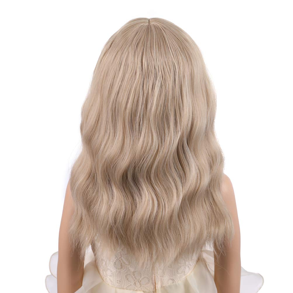 PATTNIUM Blonde Wig Short for Kids Girls Wavy Wig with Bangs Child Flaxen Blonde Wigs Synthetic Cosplay Halloween Party Costume Wigs (Flaxen Blonde)