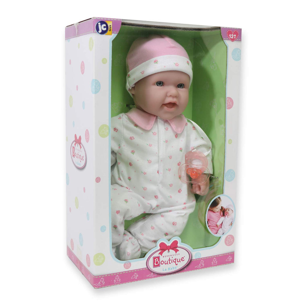 JC Toys - La Baby | Caucasian 16-inch Medium Soft Body Baby Doll | Washable | Removable Pink Outfit w/Hat and Pacifier | for Children 12 Months +