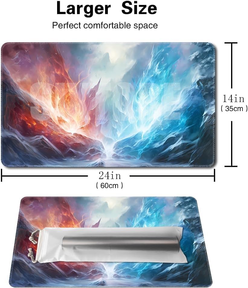 Board Game 14x24in MTG Playmat Compatible for OCG CCG RPG TCG Playmats (Frost Flame)
