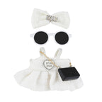 Doll Clothes 17cm White Outfits for Dolls Elegant Black Dress Hair Clips Glasses and Bag Exquisite Clothes Accessories Compatible with Doll (Style 4)