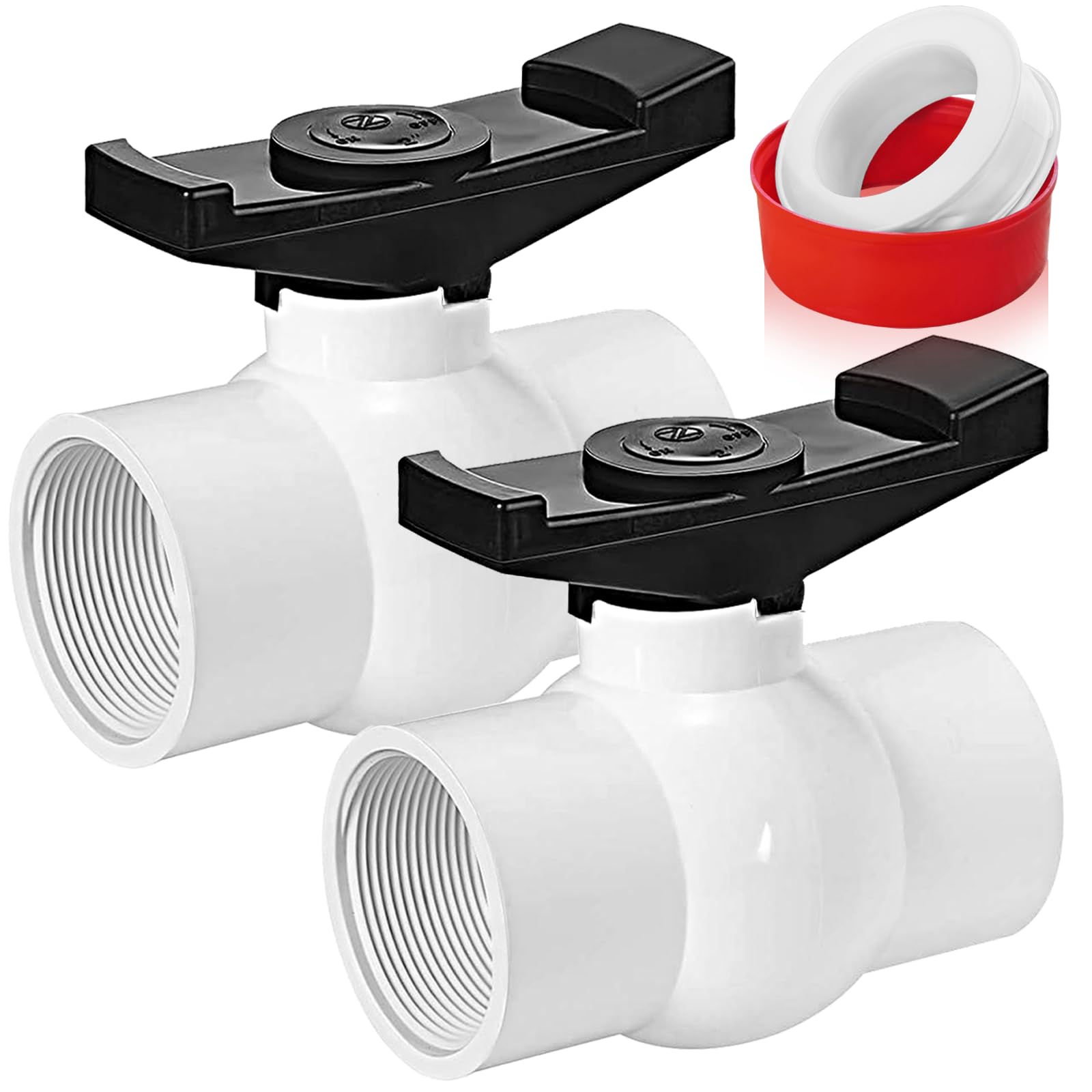 Boltigen 2 inch PVC Ball Valve Threaded, 2Pack Double Female NPT PVC Shut Off Valves with Full Flow Port, SCH40 Plastic Water Control Valve, for Swimming Pool, Agricultural Irrigation, Sewage Pipes