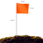 Zozen 50Pack Fluorescent Orange Marking Flags, 15x4x5 In Yard Flag for Lawn