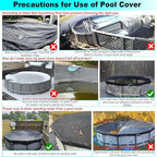 SIHAIAN 12 Ft Pool Cover, with Automatic Drain Round Pool Cover, One-Piece Quick Installation and Removal Above Ground Pool Cover, Preventing Waterlogging, UV Protected Solar Swimming Pool Cover