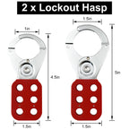 Lockout Tagout Kit - Clamp-On Circuit Breaker, Group Hasps, Tag, Universal Multi-Pole Breaker With Pocket Bag (Black Kit)
