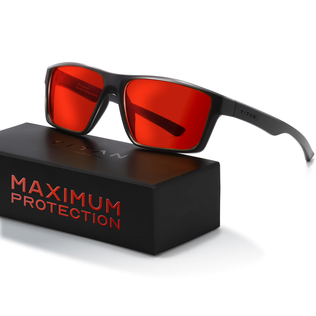 Titan Gaming Glasses, Blue Light Blocking, Night Driving Glasses for Men, Computer Protection Christmas Gift for Gamers