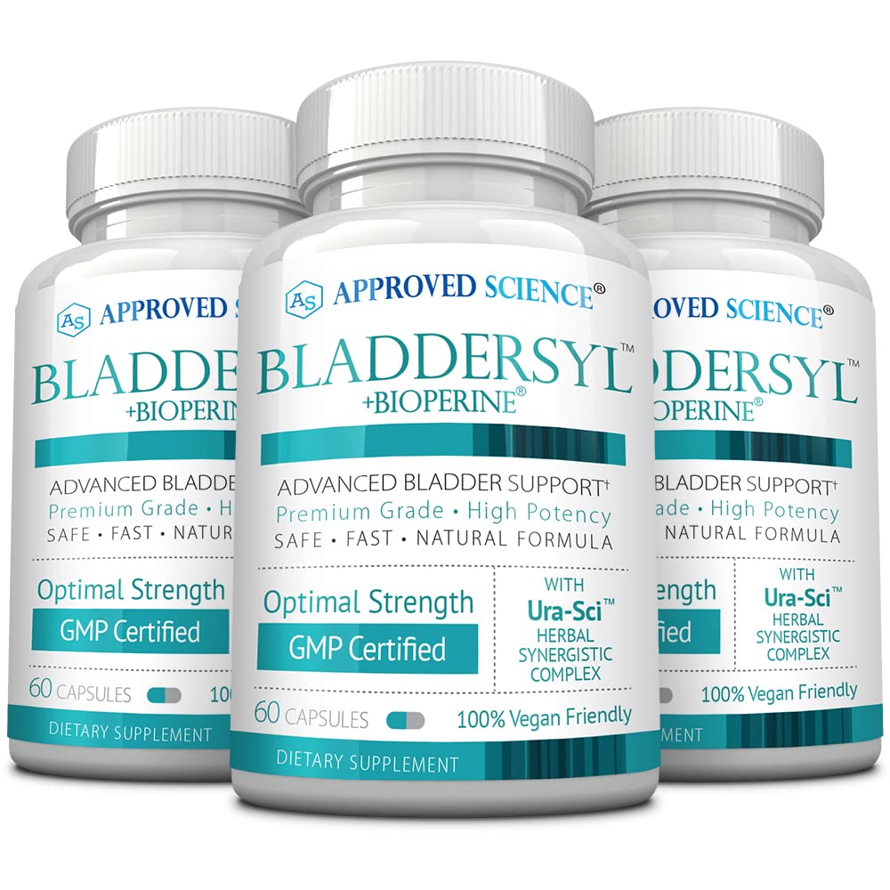 Approved Science Bladdersyl - Urinary Incontinence, Bladder Support - High Absorption - 60 Capsules - Pack of 3 - Vegan