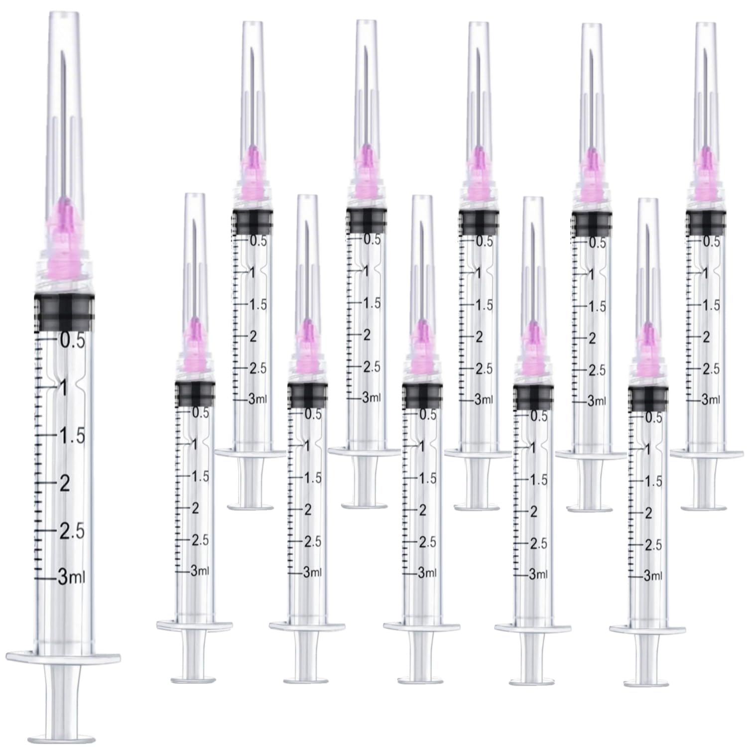 100 Pack 3ml Lab Sample Syringe with 18Gauge 1.5 Inch Liquid Measuring Refilling Tool, Individual Package