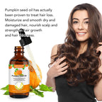 Pumpkin Seed Oil, Pumpkin Seed Essential Oil for Hair Growth & Dry Damaged Hair, Strengthen Hair Thickness, Nourish Hair scalp, Moisturizer Serum for Skin, Face & Body, 2 Pcs