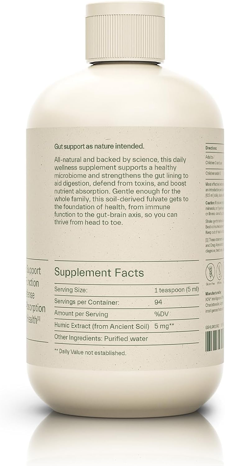 ION* Intelligence of Nature Gut Support Liquid Supplement - Gut & Digestive Health Liquid Drops, Cleanse & Detox with Humic Extract for Women & Men, Adults & Kids 4+ - 16 fl oz (Pack of 1)