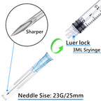 25 Pack 3ml 23Ga Lab Syringe Tools with Measurement, Individually Packed