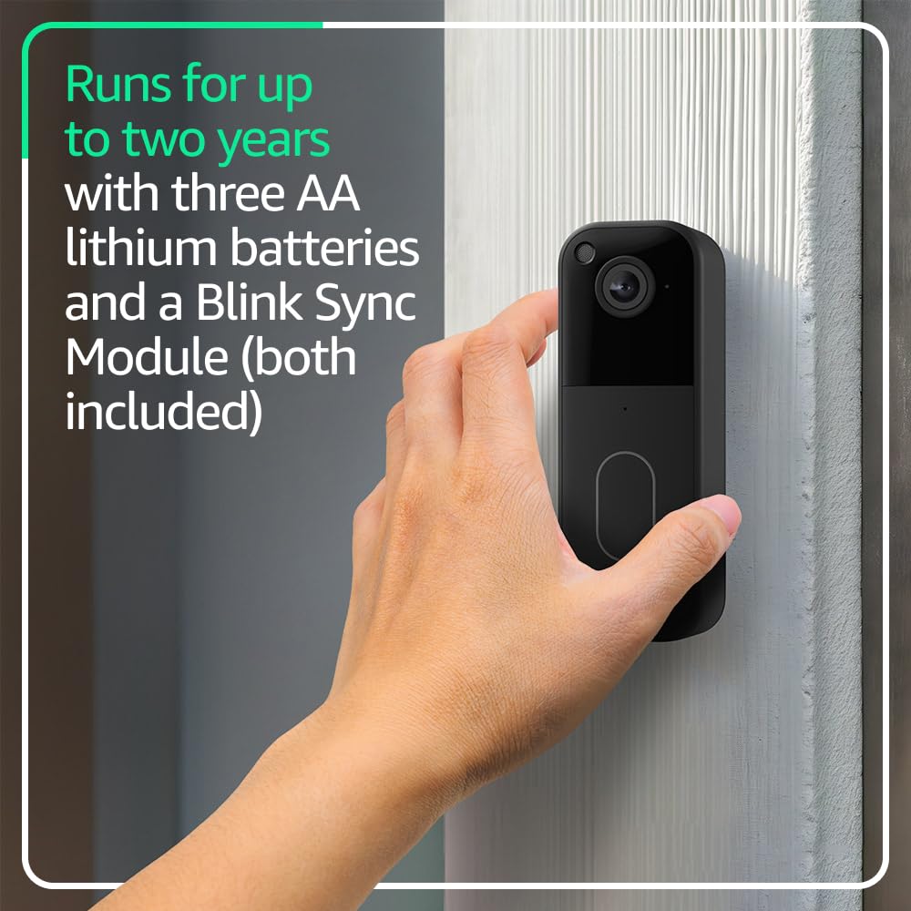Blink Video Doorbell – Head-to-toe HD view, two-year battery life, and simple setup. Sync Module Core included – System (Black)