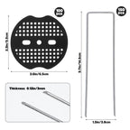250 Packs Garden Stakes Staples 6 inch Landscape Fabric Pins Lawn 150Pcs U Shaped Galvanized Staples Ground Stakes Landscaping Pins and Plastic Fixing Gasket for Irrigation Hoses Plant Cover