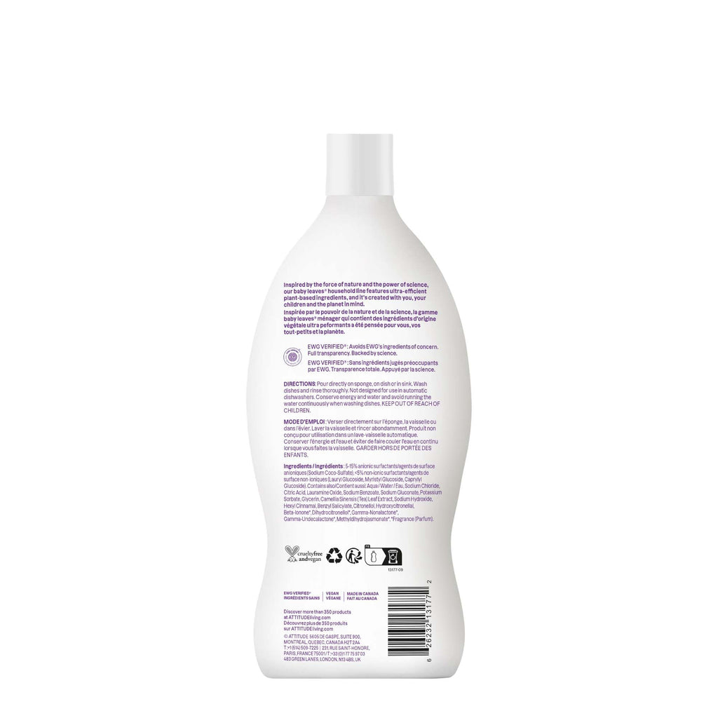 ATTITUDE Baby Bottle & Dish Soap, EWG Verified Bottle Cleaner, Dye Free, Removes Milk Residue & Grease, Vegan, Sweet Lullaby, 23.7 Fl Oz