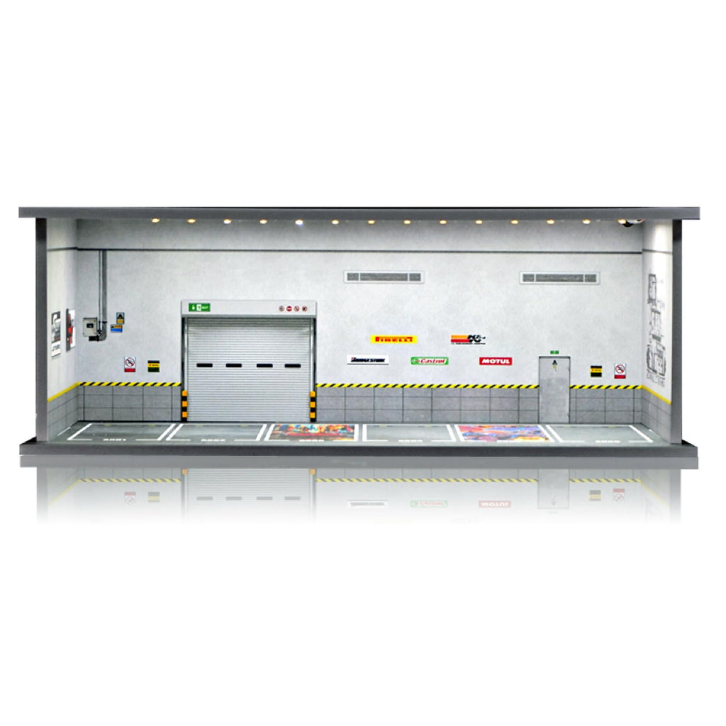 Saichotoy Display Case for Hot Wheels: Stackable Parking Garage for 1/64 Scale Matchbox Toy Car, Foamboard Storage for Monster Trucks with LED Light and Acrylic Cover, Depot