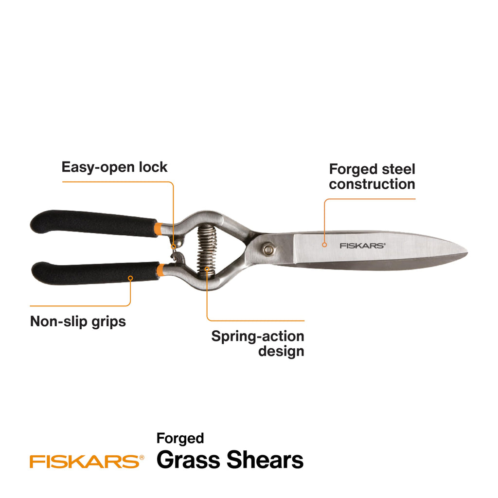 Fiskars 5" Forged Grass Shears, Handheld Grass Clippers for Lawn & Garden