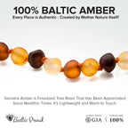 Baltic Amber Necklace & Bracelet Gift Set (Unisex Raw Multi 12.5"/5.5")
