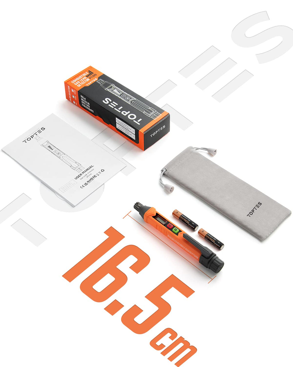 PT199 Natural Gas Leak Detector with Audible & Visual Alarm, Portable Gas Sniffer to Locate Combustible Sources Like Methane, Propane for Home(Includes Battery x2)-Orange