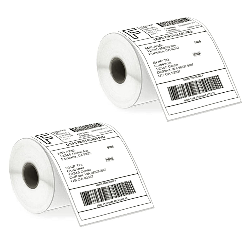 MFLABEL 4x6 Thermal Shipping Labels - 2 Rolls of 250, Perforated & Smudge-Proof Direct Thermal Labels Compatible with Rollo, Zebra, for Amazon UPS FedEx Shopify