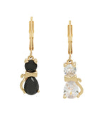 Betsey Johnson CZ Cat Mismatched Drop Earrings