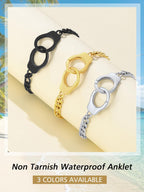 FindChic Handcuff Ankle Bracelets for Women Partners in Crime Stainless Steel Gothic Punk Jewelry 8.5'' Adjustable Ankle Chain Foot Link Infinity Anklets
